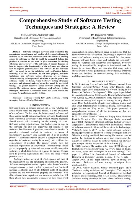 tool selection and implementation in software testing white papers|software testing techniques research paper.